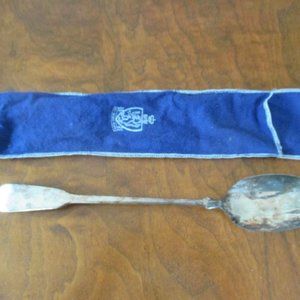 SG Hallmarked England Vintage Silverplate Serving Spoon with blue K&M sleeve